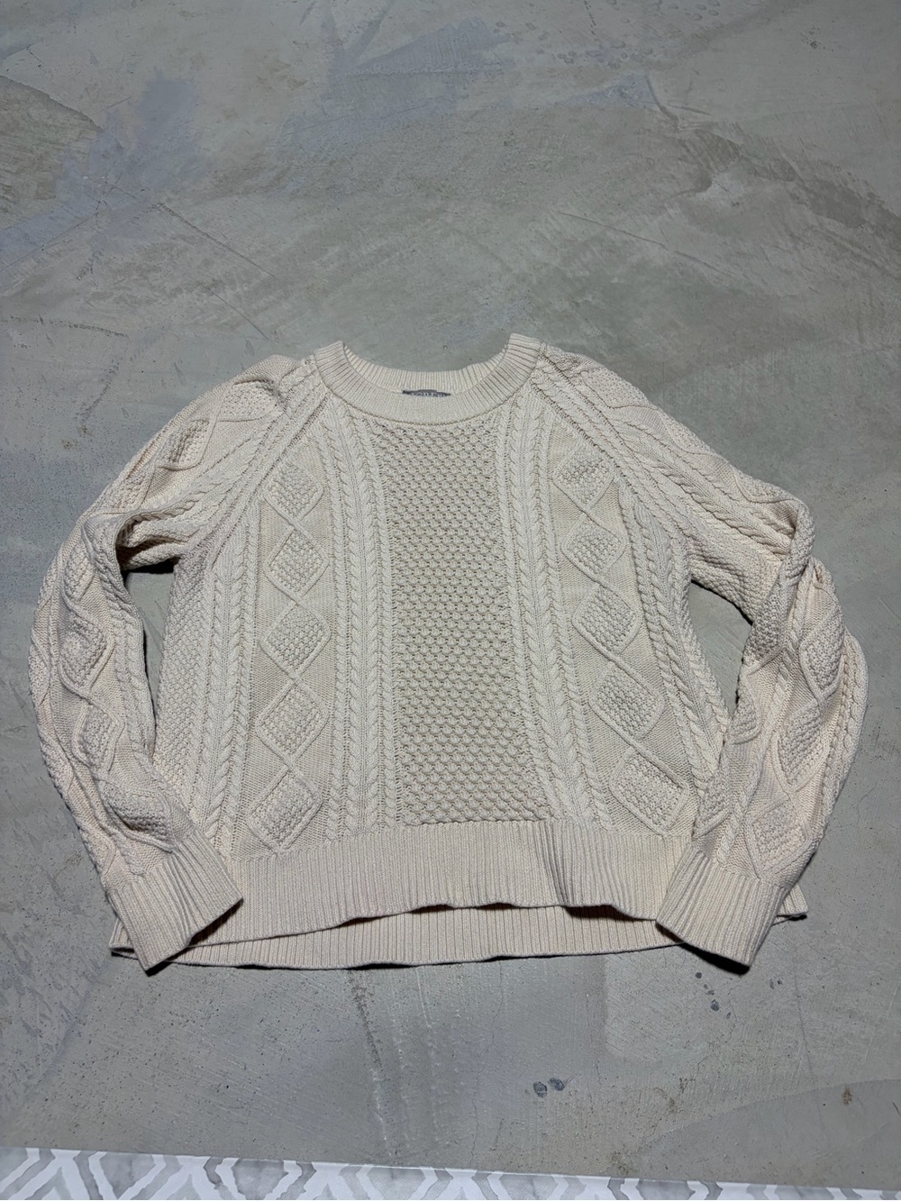 J. Crew Classic Cable Knit Sweater Cream cotton small